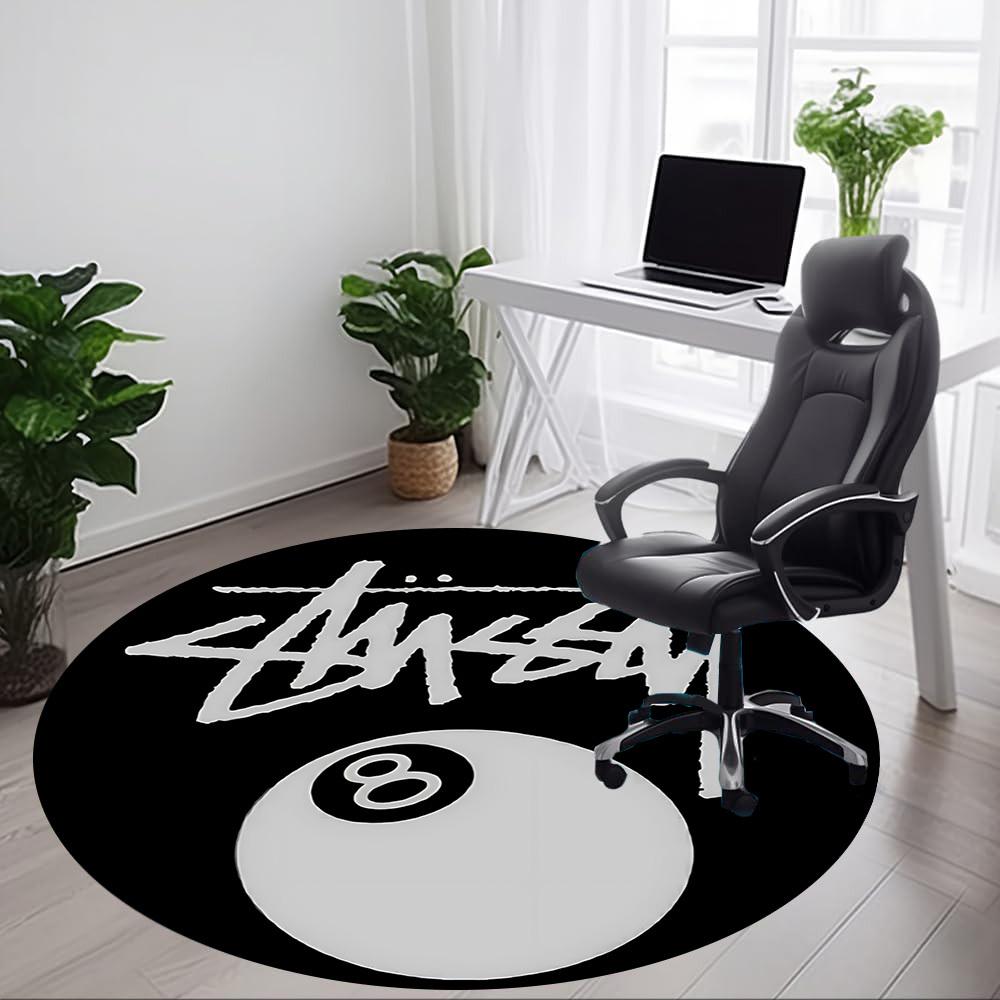 1pc Stussy, Eight-Ball Chair Carpet for Office - Indoor Non-Slip Washable Polyester Fiber Carpet, Soft Comfortable Mat For Office yy250928039