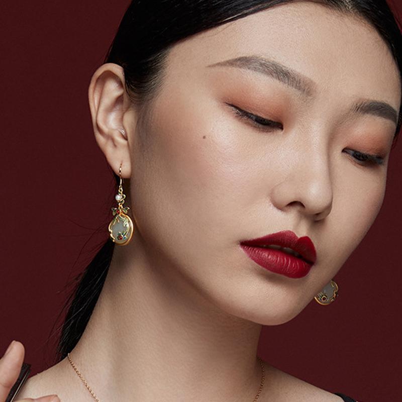 Elegant Classic Earrings Vintage Oriental Classical Painted Enamel Earrings Traditional Chinese Jewelry