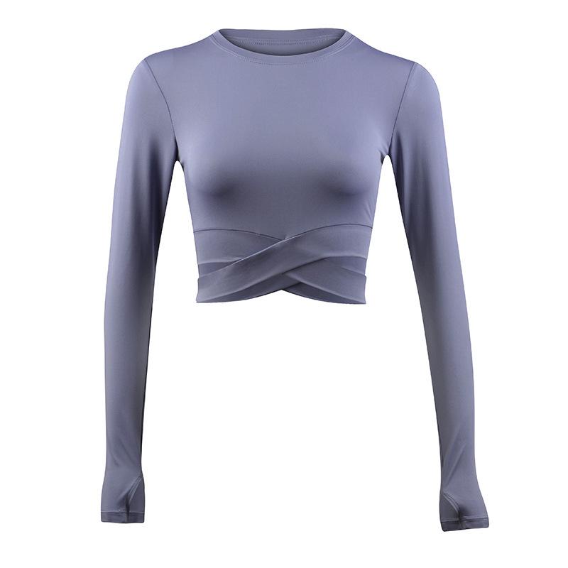 2025 Women's Yoga Sport Quick-Drying Cross Long Sleeve Crop Top