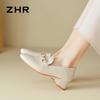 ZHR Women's Leather Square-Toe Loafers KM01