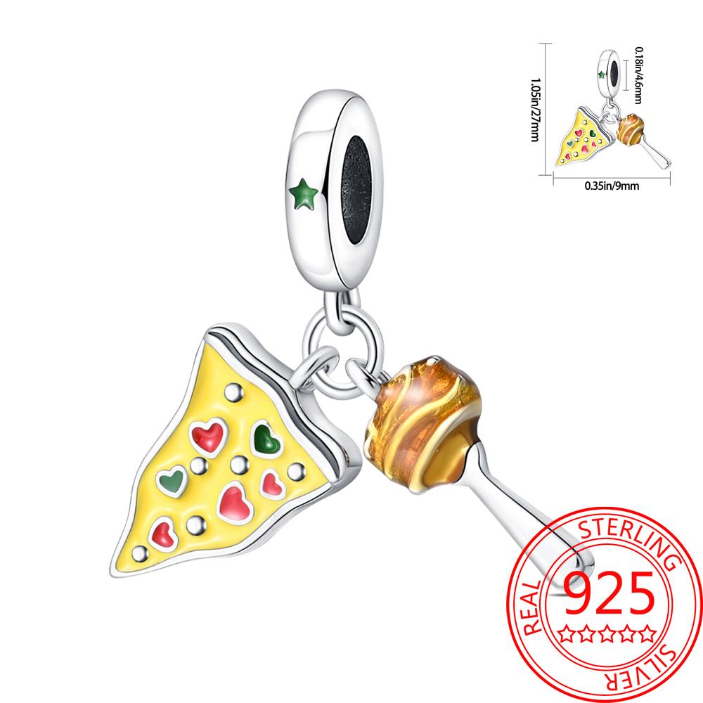 Delicious Food Copper Doughnut Cake Dessert Fruit Fine Wine Bead Pendant Fit Bracelet Necklac Boutique Jewelry Gift