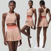 Sports Fitness Yoga Wear Suit Female Exposure-Proof Skirt Pocket Tennis Skirt Quick-Drying Shockproof Beauty Back Exercise Bra