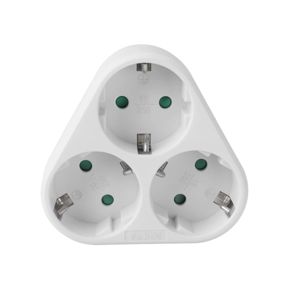 EU Typ F 3-Wege Schnurloser Steckdosenverteiler – 16A Mehrfachsteckeradapter, 3680W Max