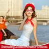 5-piece Set French Women's Red Beret Mime Costume Accessories Set Chiffon Scarf, Gloves, Oval Sunglasses, Vintage French Theme