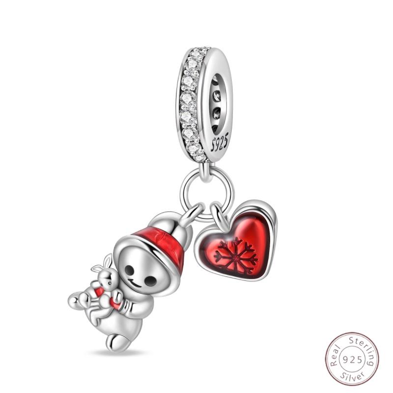 Christmas Charm Bead Pendant Copper Christmas Elk Santa Snowman Claus Charm Fit Original Bracelet Women Diy Jewelry