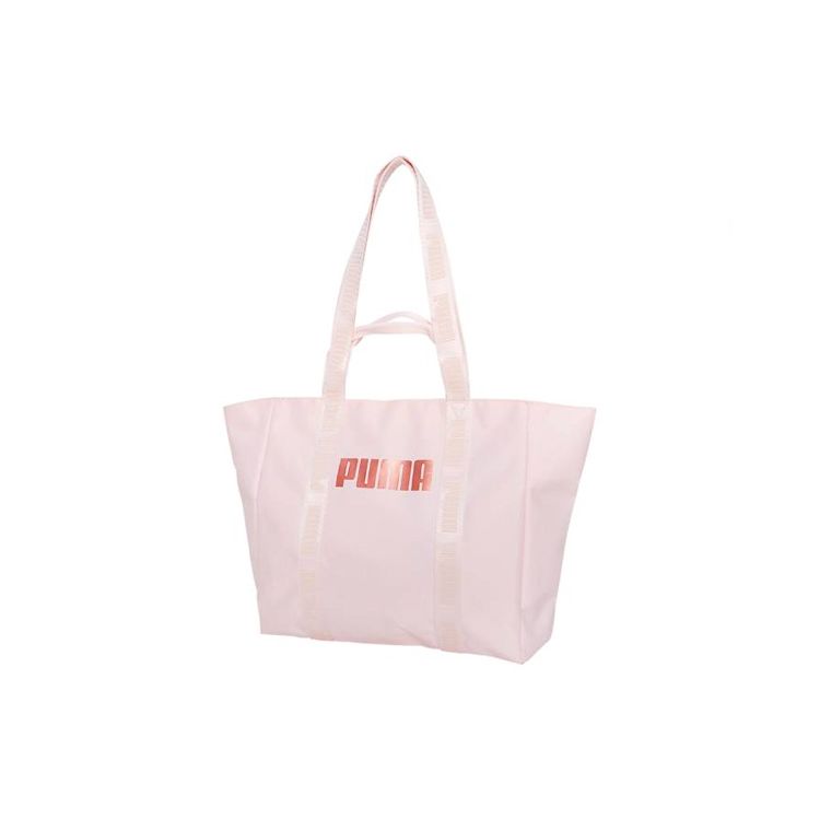 Puma Gold Logo Print Fabric Tote Bag Women Tote Bags Sakura-Pink 076947-02 Cherry Blossom Pink