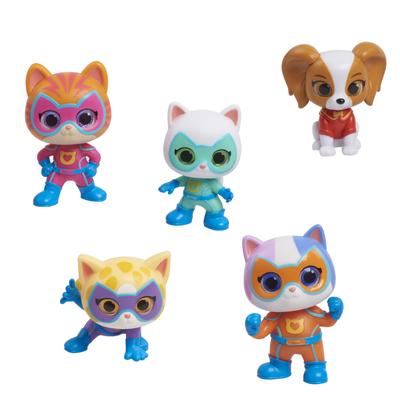 Just Play Disney Junior SuperKitties Figurine Équipe de Héros Jouets pour Enfants dès 3 Ans Ensemble de 5 Pièces,