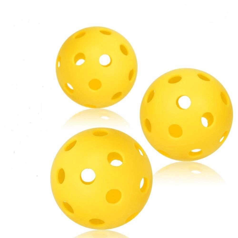 6 Pack Pickleball Balls 26 Holes Pickleballs for Outdoor Indoor Sports Pickle Ball Set Durable Cricket Kit Net Bag