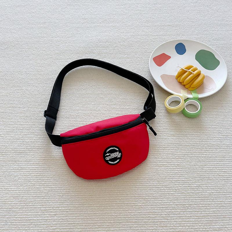 Children Nylon Stylish Waist Pack Simple Solid Color Letter Design For Boys And Girls