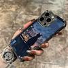 Healing Sense Cat Rain Plating Phone Case For Iphone 16 17 Pro Max Air 16E 14 15 Plus 12 13 Mini Anti-Fall Airabag Cover