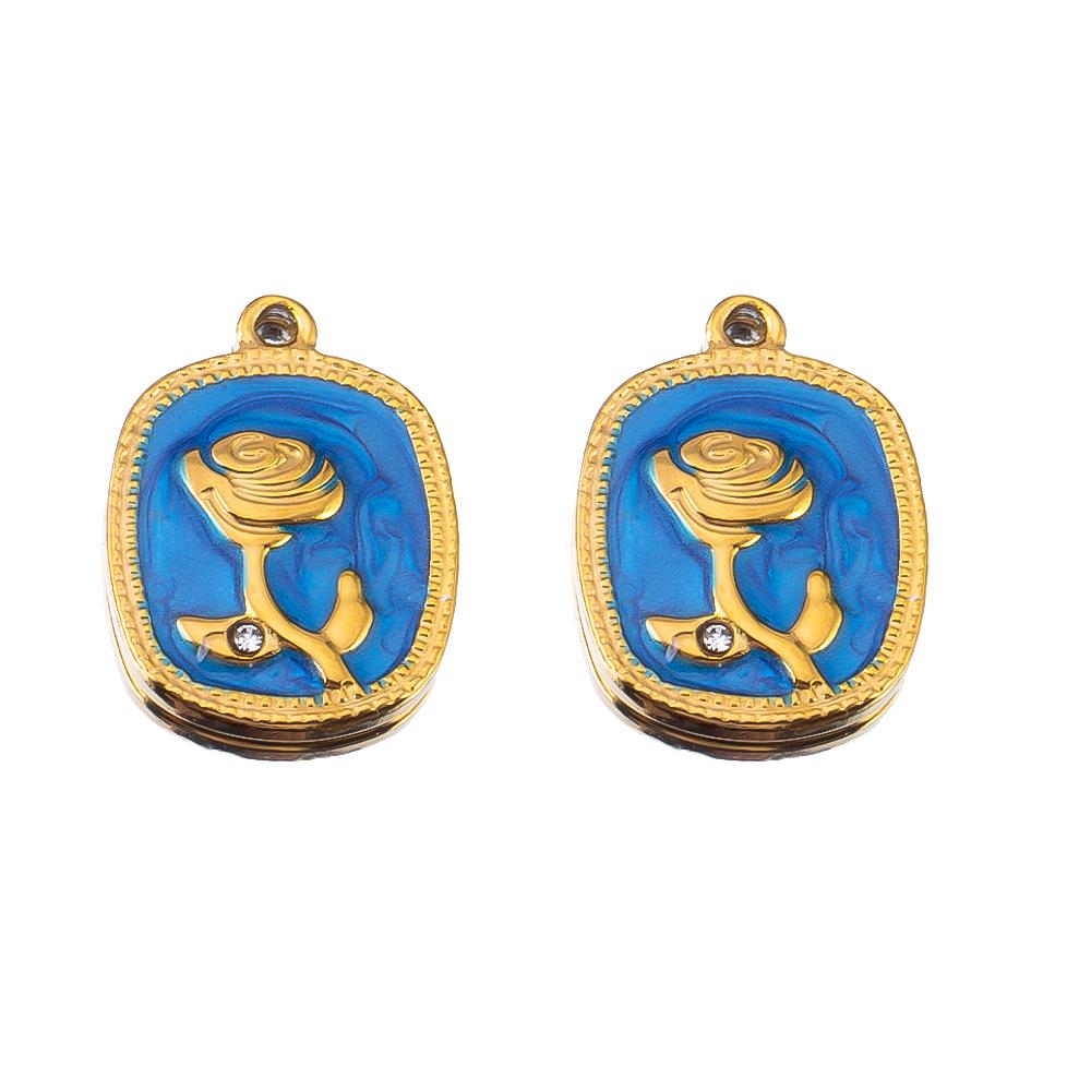2pcs Stainless Steel Blue Enamel Marine Anklet Charms Bohemia Pendant Base for DIY Earrings Necklaces Vacation Jewelry Findings