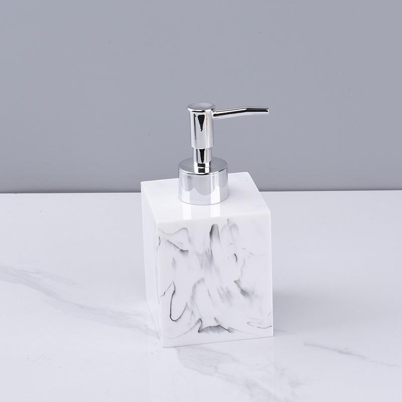 Marble Pattern Resin Dispenser Bottle Press Type Empty Refill Vial Liquid Soap Shampoo Lotion Container For Household Storage