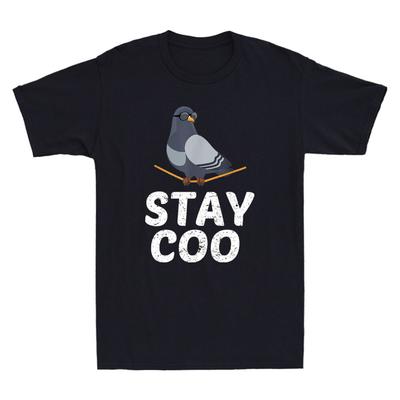 Stay Coo Bird Shirt - Birding Funny Bird with Glasses Meme Novelty Men's T-Shirt
