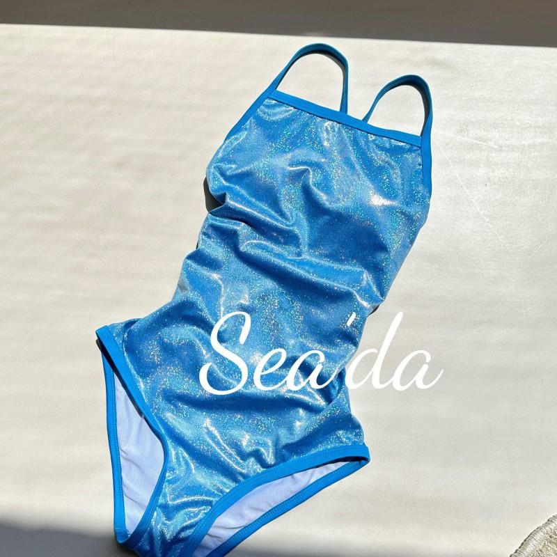 

Ocean Elf Blue Flash Swimming Professional Racing One-piece Swimsuit Quick-dry Micro Fat Large Size M синий