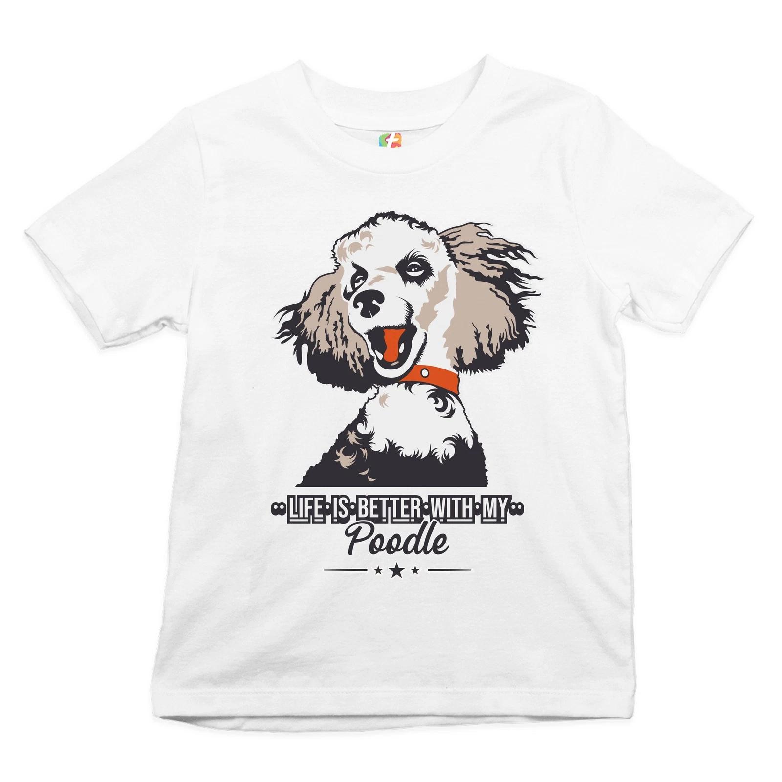 Life is Better With My Poodle Youth kids boys T-Shirt Caniche Dog Lover Pet Kids 100