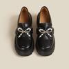 Thick-soled Women with Skirts, Small Leather Shoes, Bow-tie Casual Single Shoes