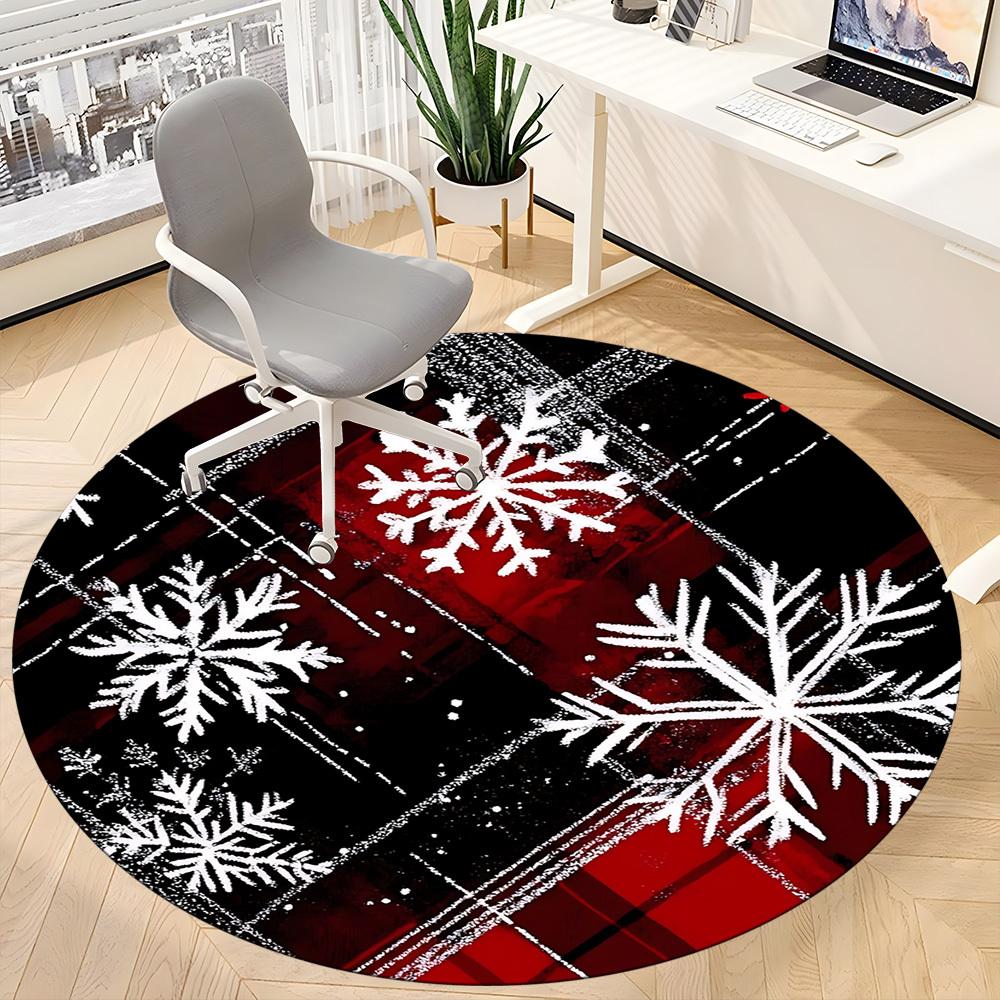 1pc Snowflake Pattern Chair Carpet for Office, Round Non Slip Durable Large Size Office Carpet, Suitable for Office
