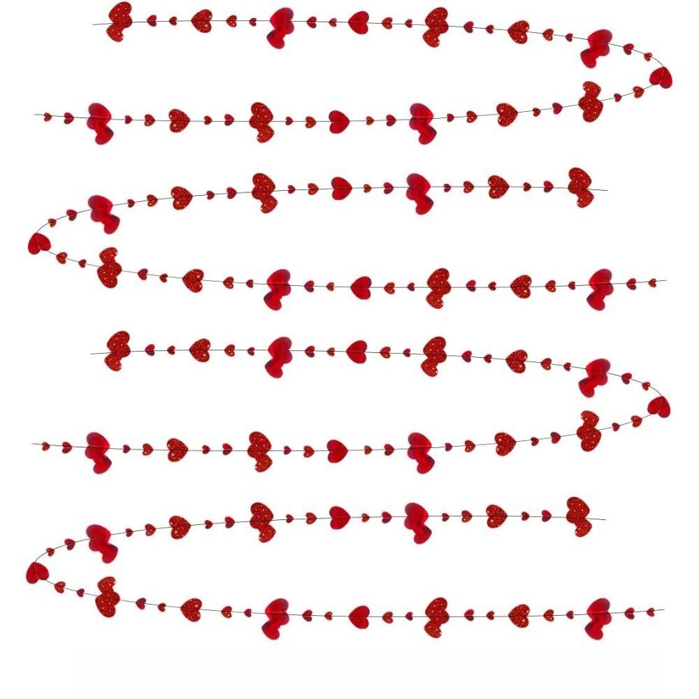 5 шт. Красные Сердечки Гирлянды Гирлянда Подвесная Блестящая Любовь День Святого Валентина Сердечки Блестящие Гирлянда Баннер Мерцающее Сердце Фон красный