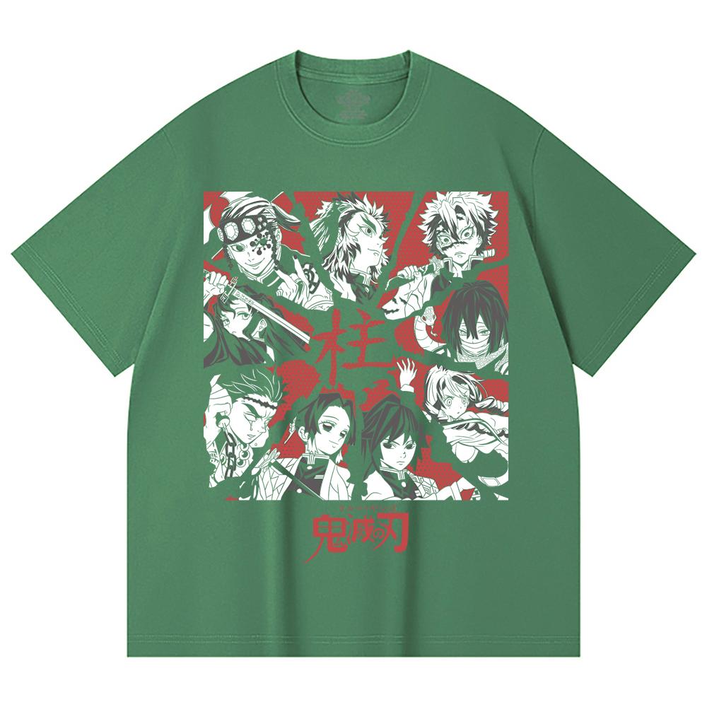 230 Gsm 100% Cotton Demon Slayer V81 Hashiras Print Unisex Heavy Cotton T Shirt