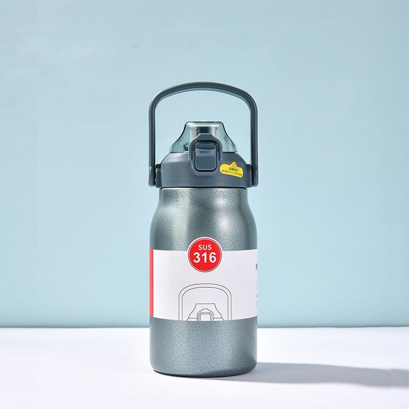800/1300ML Thermos Cup 316 Large Capacity New Sport Insulation Bottle Outdoor Portable Stainless Steel with Straw Water Cup