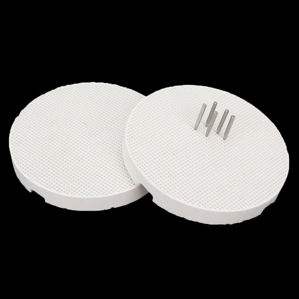 2pcs Round Firing Trays with 20pcs Pins for Dental Lab Dental Technician Supplies (Metal Pin)