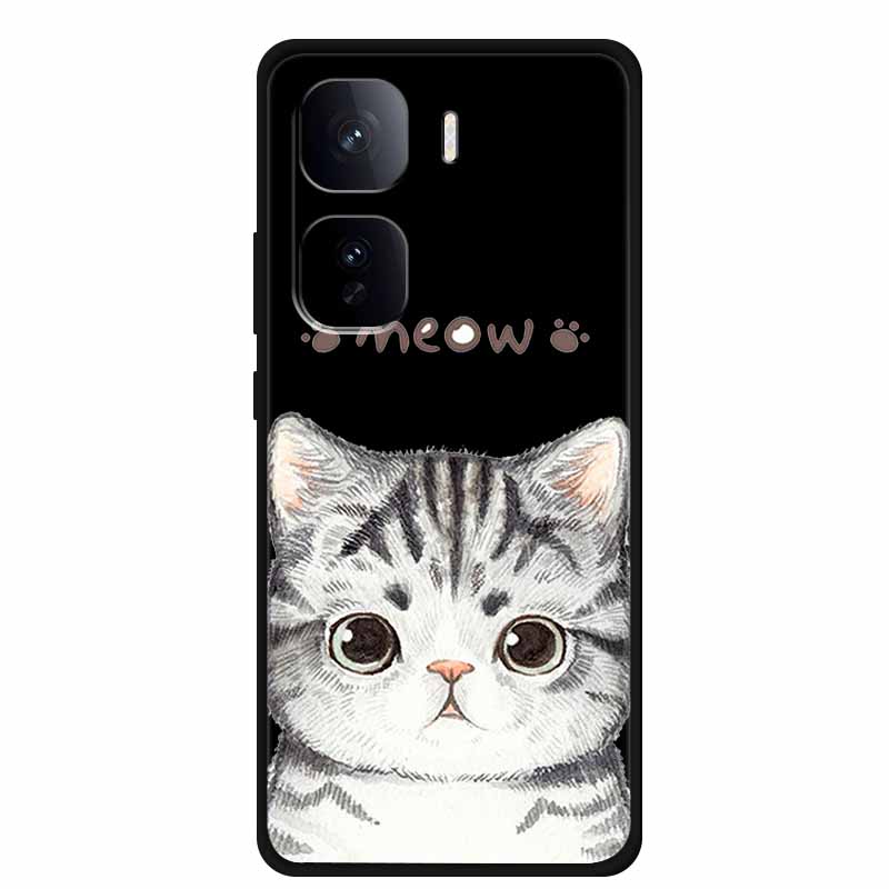 Black Silicone Case For Vivo iQOO Neo 10 Pro Plus Case Cartoon Coque Soft Back Cover For Vivo iQOO Neo 9s Pro Plus Case Funda