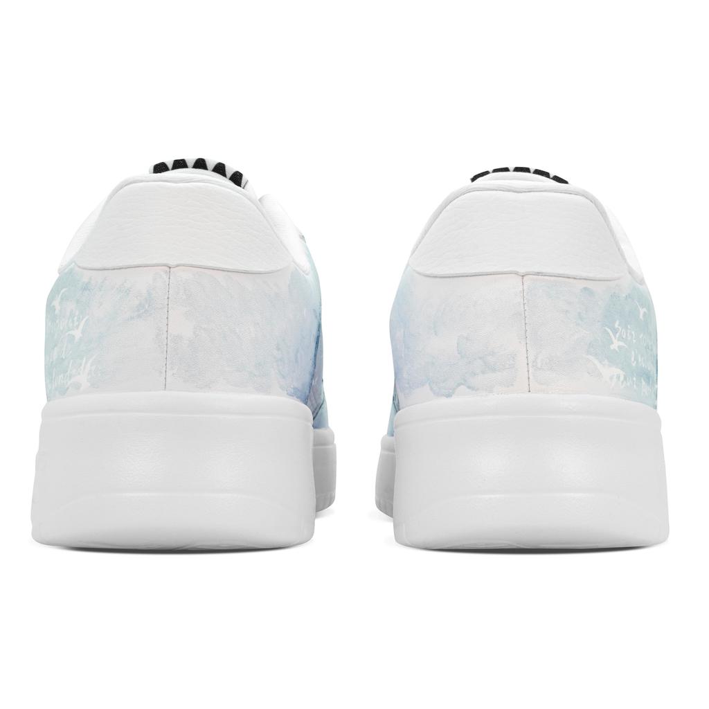 Li Ning Floating Boat Abrasion Resistant Cushioning Breathable Low top Skateboard Shoes Men's White Blue AGCS419-1(Team84-)