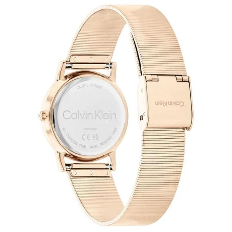 Calvin Klein Watch Quartz Movement Steel Strap 30mm Rose Gold Dial Women's Watch 30 Meters Waterproof 25100036