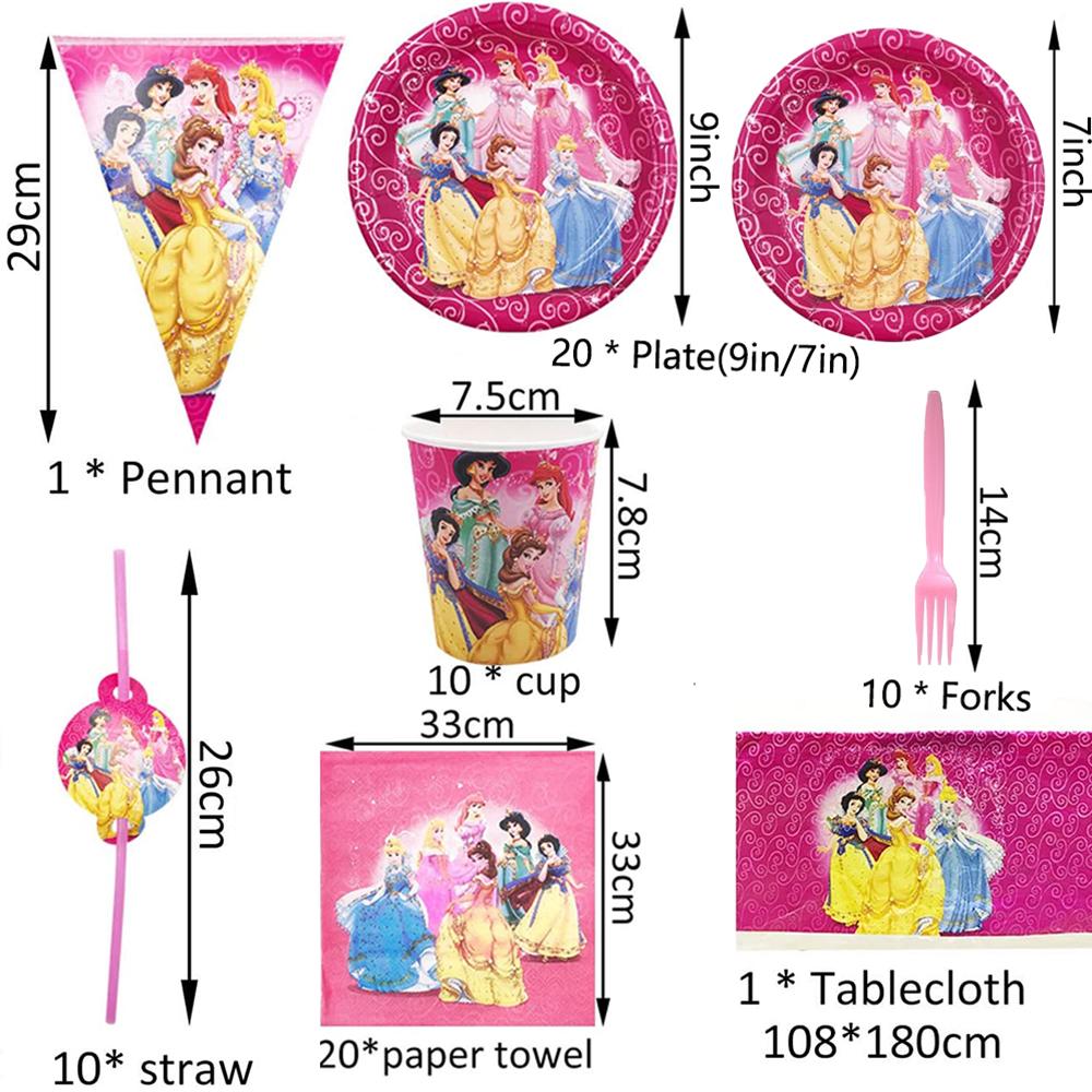 Disney Princesses Themed - Birthday Party Supplies Tableware For 10 Guests