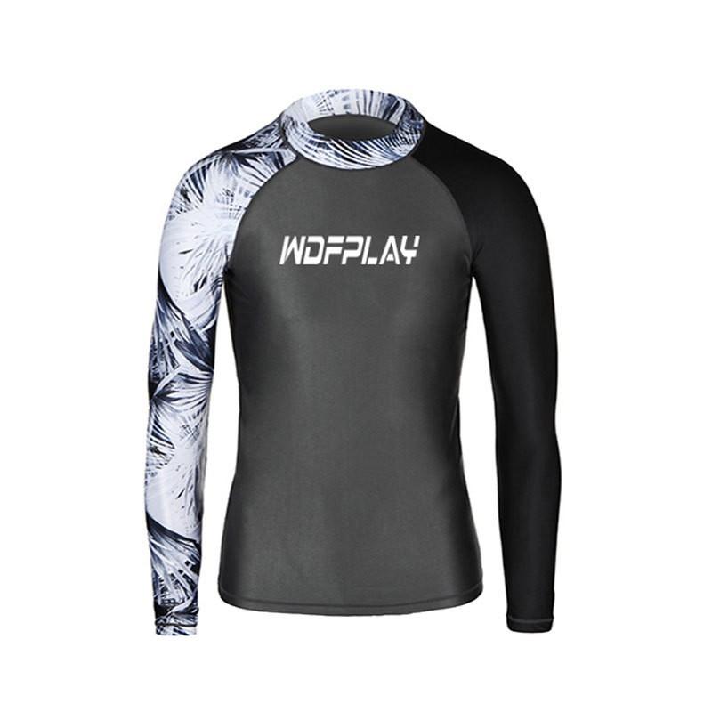 Mens UV Protection Rash Guard Long Sleeve Swim Top Snorkeling Surfing Diving Quick Dry Nylon