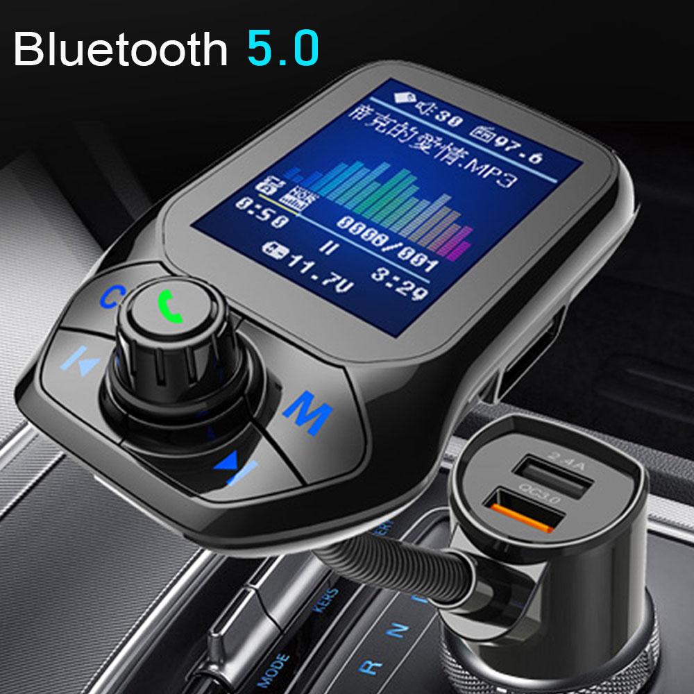 

Автомобильный MP3-плеер с Bluetooth 5.0-приемником, FM-передатчиком, зарядным устройством с двумя USB-разъемами QC3.0, U-диском и TF-картой, музыкой без потерь чёрный