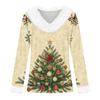 Women's Casual Christmas Print Long Sleeve Top with Plush Collar for Winter