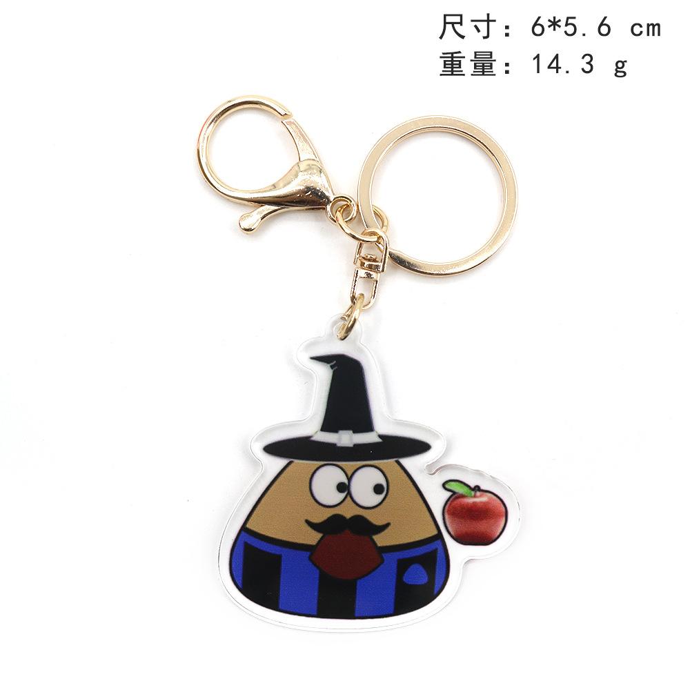 6cm Popular Kawaii Chains Game My Pet Alien Emo Noteit Pou Ring For Accessories Bag Pendant Chain Jewelry Fans Gifts