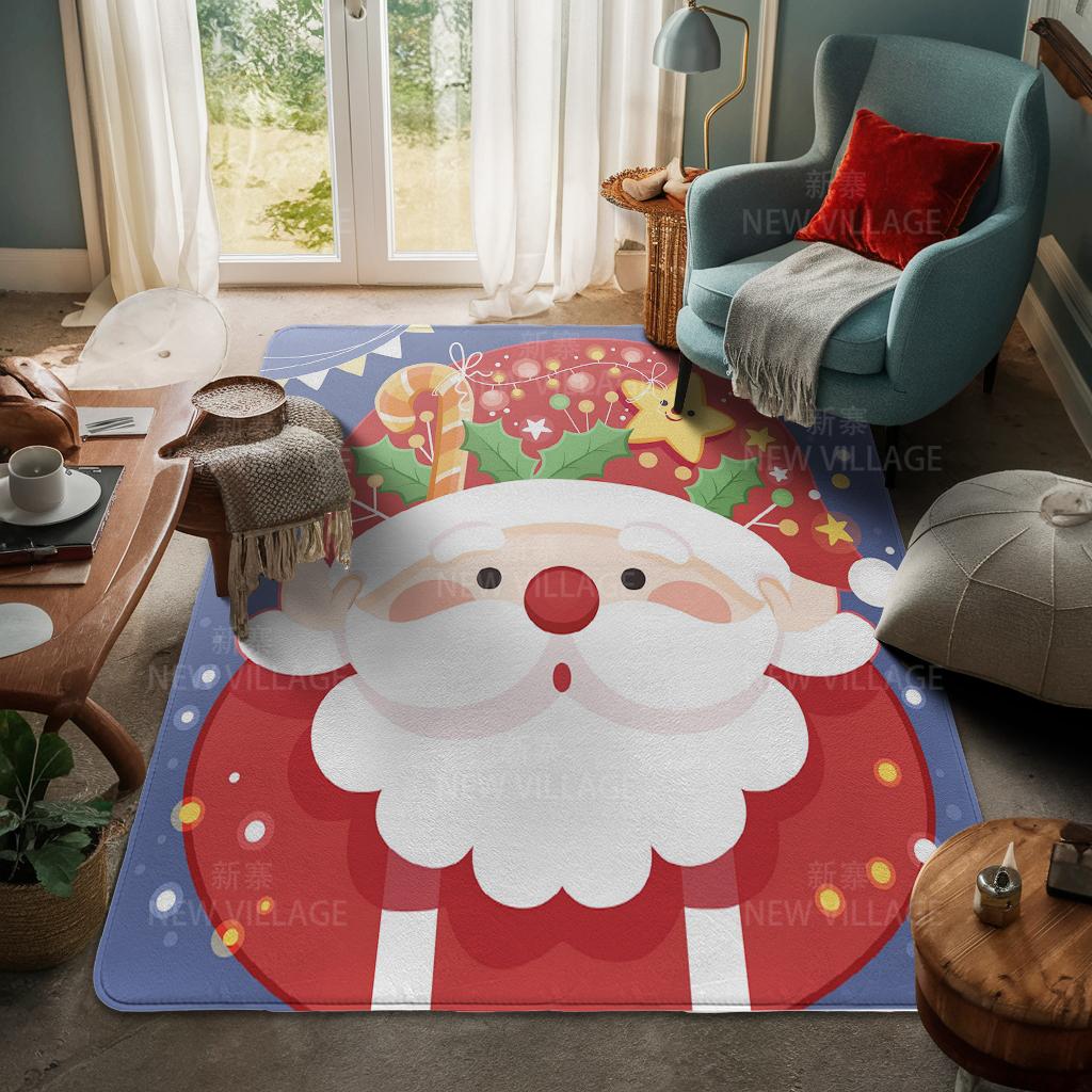 House Entrance Carpet Home Door Mat Living Room Bath Foot Bathroom Non-slip Water Absorption Rugs Bath Merry Christmas Winter