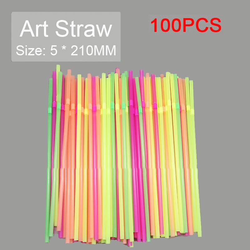 Bendable Plastic Straws for Drinks Cocktail Granite Straw Plastic Drinking Tubes Multicolor Fluorescent Plastic Drinking Straws
