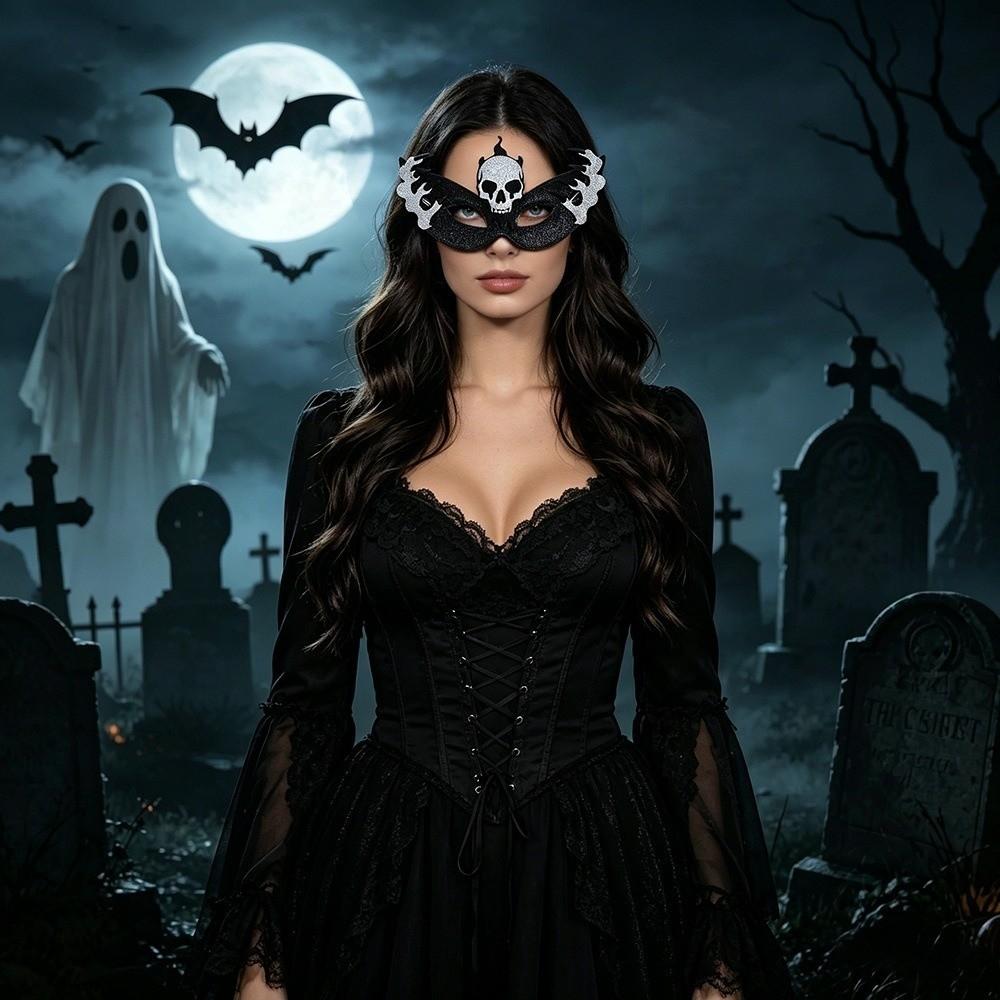 Bat Half-Face Mask Spider Halloween Festival Party Mask Novelty Masquerade Mask Rave Celebration