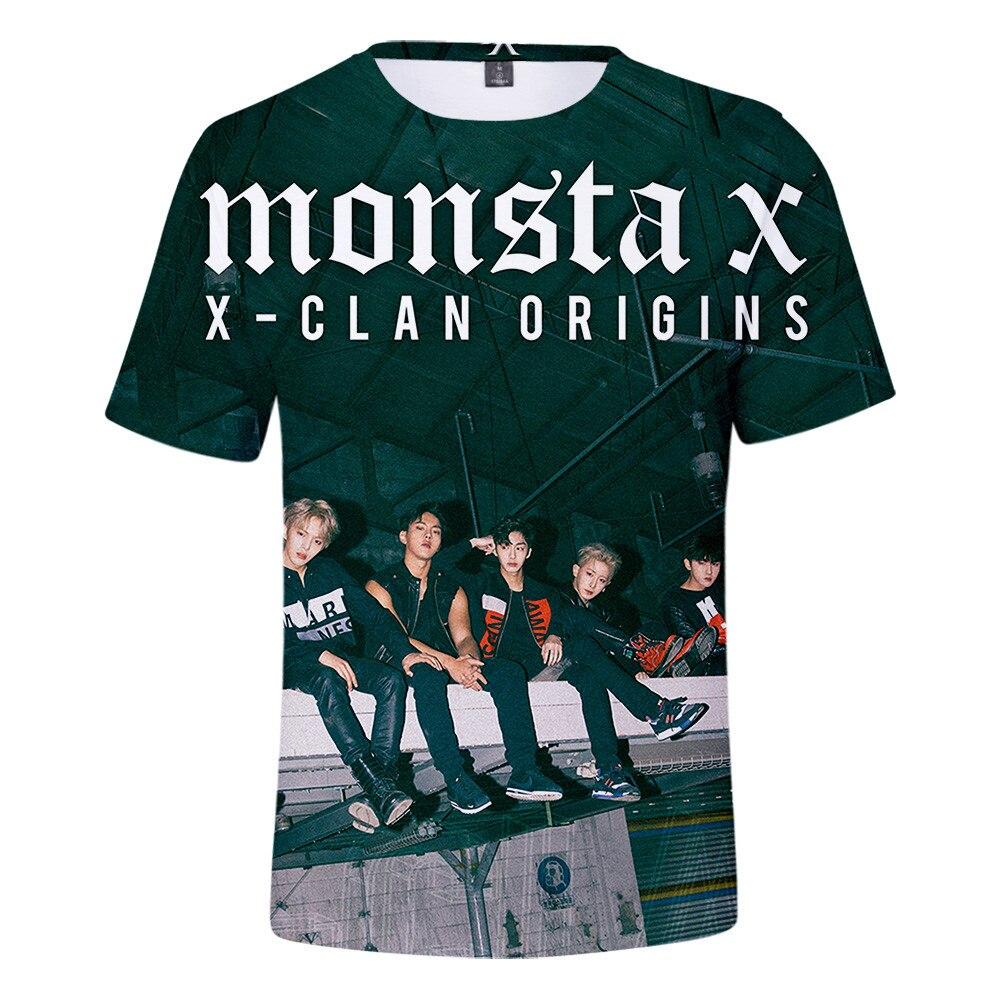 Kpop Monsta X 3d Printed T Shirt Women Men Harajuku T -Shirt K -Pop Team Member Tshirt Short Sleeve T Shirts Streetwear Clothes 