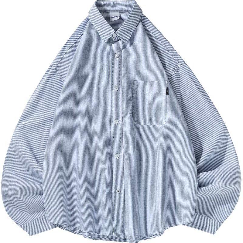 

Рубашка с длинным рукавом с буквенным принтом 2024 года в японском стиле в стиле Гонконга, свободная рубашка для мальчиков, летнее модное универсальное повседневное пальто 2XL синий