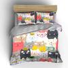 Colorful Cartoon Cats Print Bedding Duvet Cover Set  (1*Duvet Cover 2*Pillowcases, without duvet insert)
