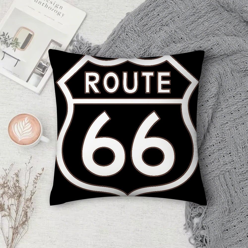 Fashion Us Route 66 Pillow Case Square Double-Sided Printing Sofa Cushion Cover Pillowcase Bedroom Bedside