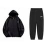 Solid Color Loose Fit Hooded Zip-Up Sweatshirt And Mid-Waist Elastic Casual Sports Set Unisex Sweatshirt Black YWDU347-1+AKLT603-1