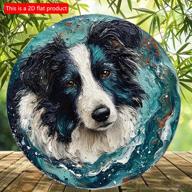2d Flat 20*20cm, Funny Cute Dog Gift, Theme Round Wooden Sign, Art Wooden Wall Decorative, for Home, Kitchen, Garden, Bedroom, Bar Decor.