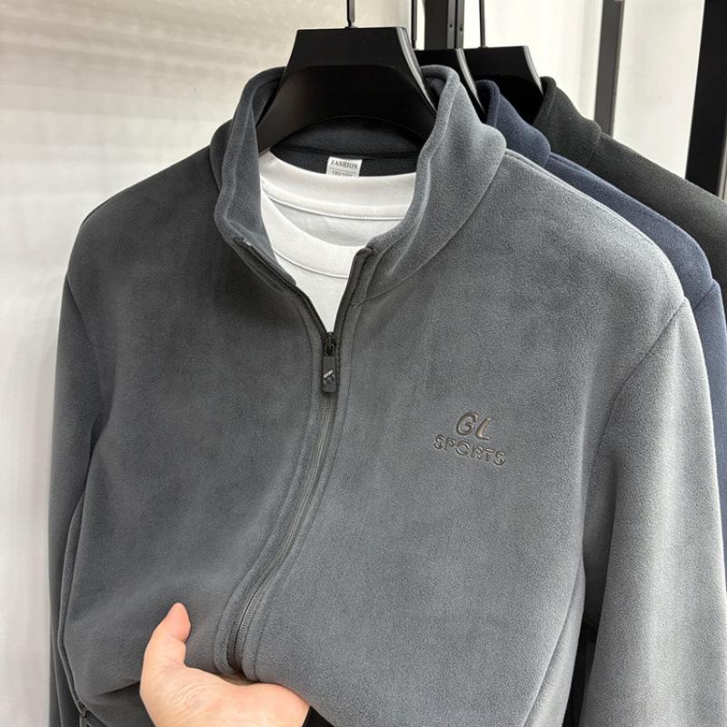 

Men s 2025 Autumn/Winter Double-Sided Velvet Jacket - Thick, Solid Color, Australian Fleece XL сірий колір