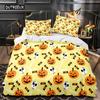 Halloween King Queen Duvet Cover Kawaii Cartoon Skull Bedding Set Kids Boys Orange Pumpkin Skeleton 2/3pcs Polyester Quilt Cover