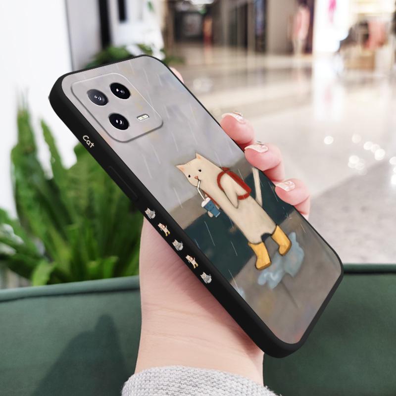Paper Folding Cat Phone Case For Xiaomi Mi 15 14 14T 13 13T 12 12X 12T 12S 11 11T 10 10T 9 9T Pro Lite Liquid Silicone Cover