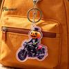 Motorcycle Pumpkin Man Key Ring Halloween Rider Acrylic Keychain, Scary Holiday Keychain Ring, Backpacks Handbags Decorative Party Favors Lightweight