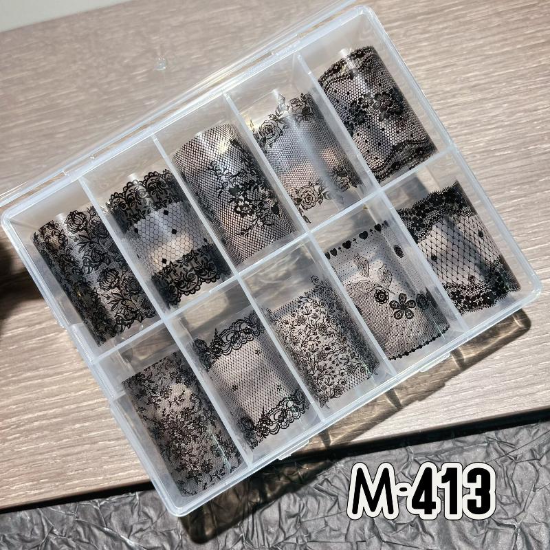 10 Rolls Sexy Lace Flower Nail Foils For Transfer Paper Sliders Floral Stickers Nail Art Decorations Manicure Decals