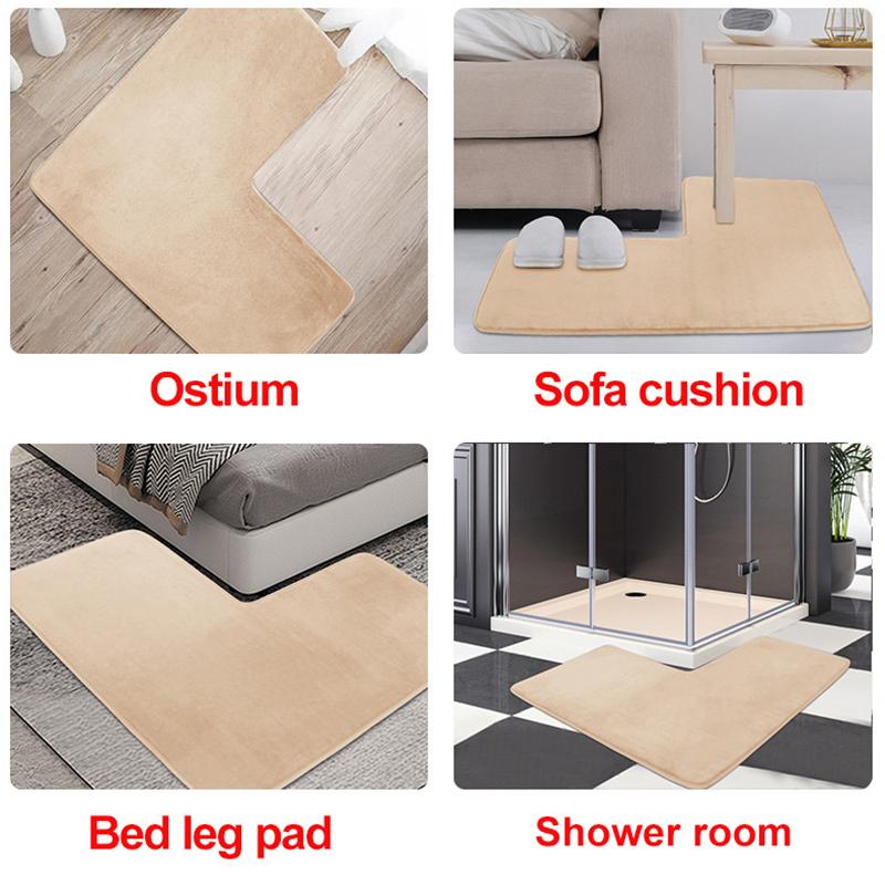 Bathroom Absorbent Foot Mat Shower Room L-Shaped Furry Flannel Bathroom Floor Mat Thick Nonslip Bathroom Mat Toilet Entrance Mat