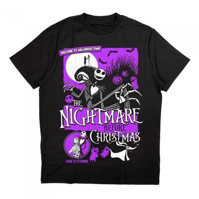Nightmare Before Christmas Camiseta adulta unissex de algodão Welcome To Halloween Town