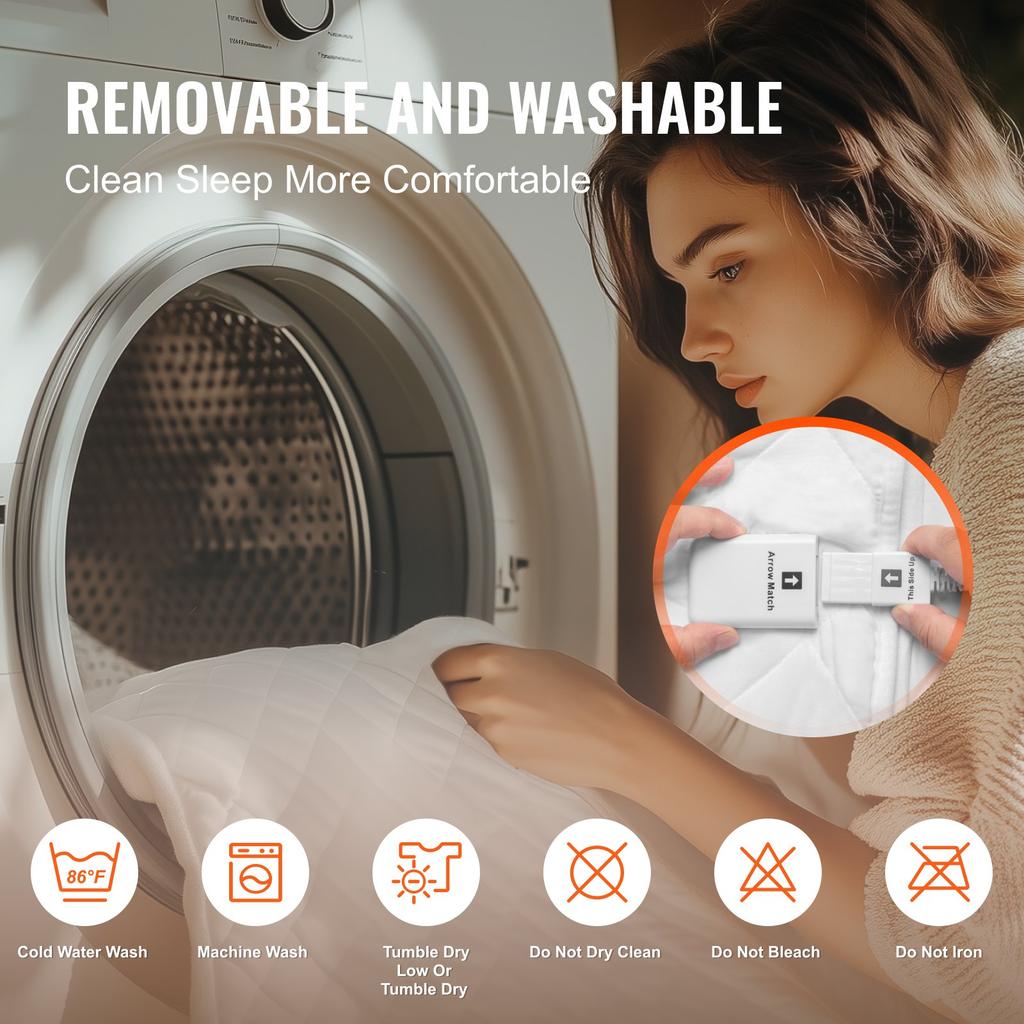 VEVOR Heated Mattress Pad, 195 X 165 Cm, Queen Electric Bed Warmer with 4 Heat Settings Control, 12-Hour Timer, 8-Hour Auto Off